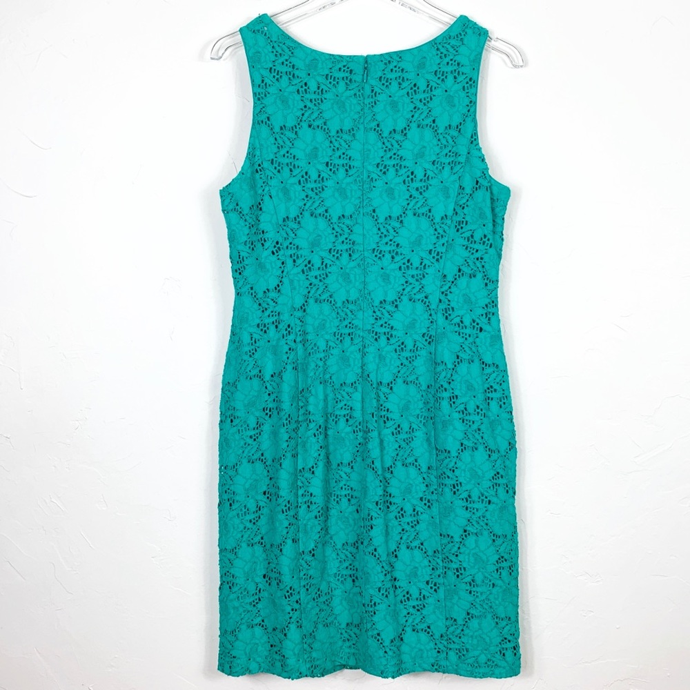 RALPH LAUREN Teal Turquoise Lace Sheath Dress 12P - Picture 4 of 7